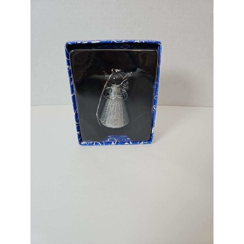 Vintage Christmas‎ Angel Hand Crafted Silver Glass Ornament